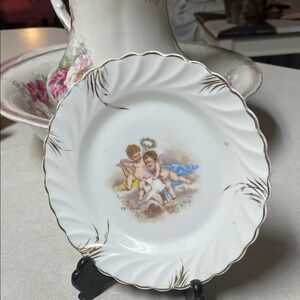 Charming Cherub Plate with Gold and Blue Accents